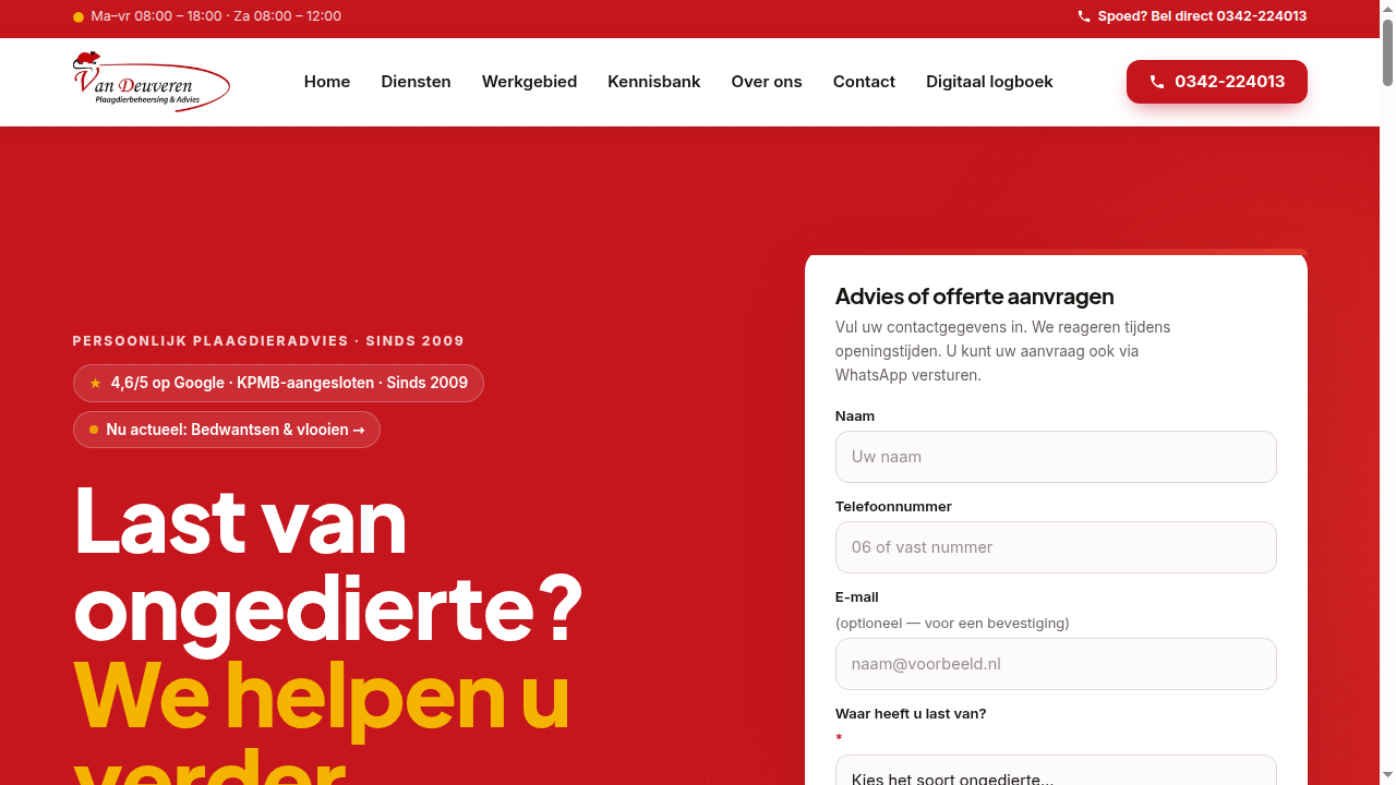 Le site de Van Deuveren Plaagdieren